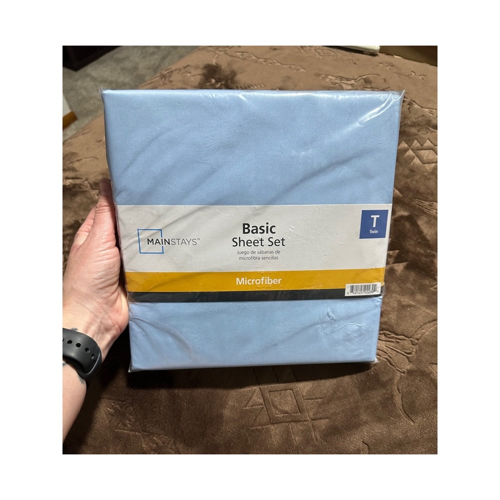 NWT Mainstays Basic Microfiber Sheet Set Twin Light Blue